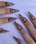 Y2K Press On Nails: Black Stiletto Nail Art